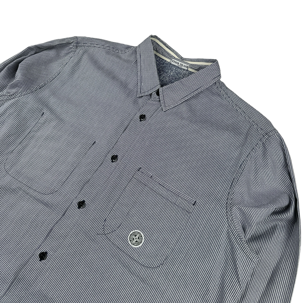 Stone Island 2009 Blue Pin Striped Cotton Buttoned Shirt - Large