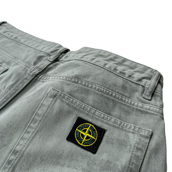 Stone Island x Supreme 2023 Reflective Sprayed Denim Patch Vintage Style Jeans - 34"
