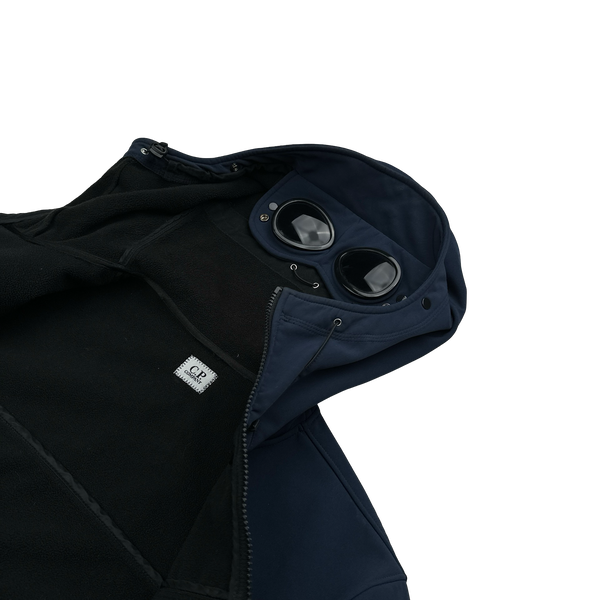 CP Company Navy Blue Fleece Lined Soft Shell Goggle Jacket - XL