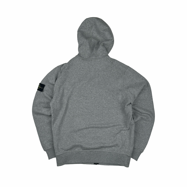 Stone Island 2020 Light Grey Zipped Cotton Hoodie - Large