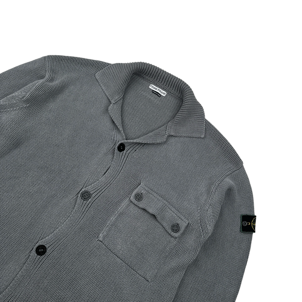 Stone Island 1998 Vintage Grey Thick Cotton Buttoned Knit - XL
