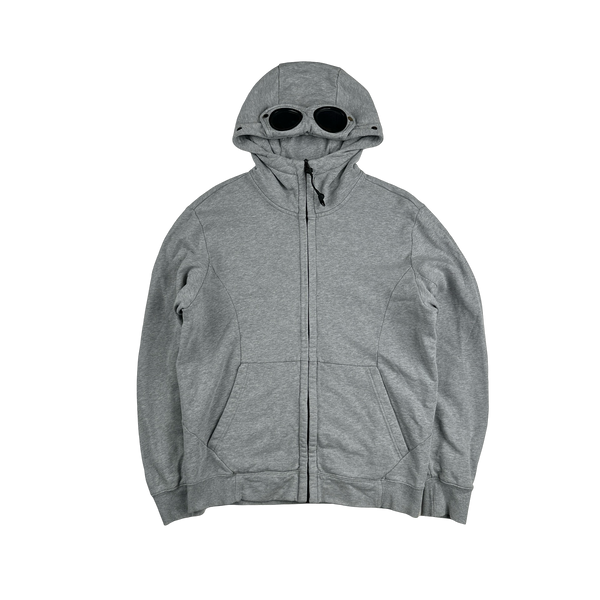 CP Company Grey Goggle Cotton Zip Up Hoodie - Large