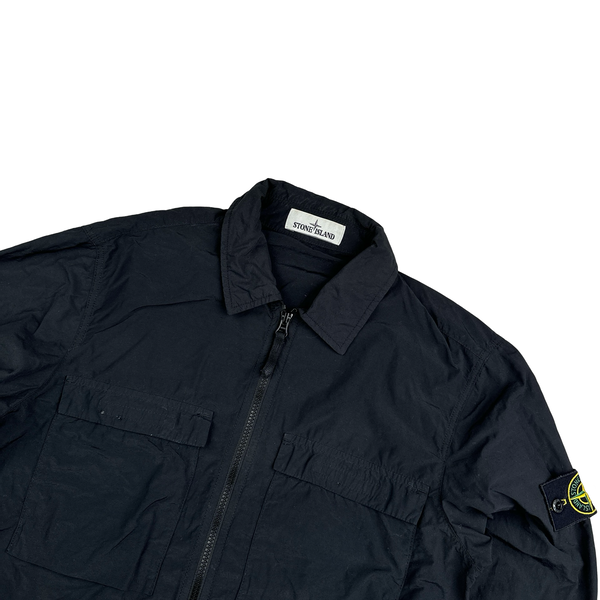 Stone Island Black Double Chest Pocket Nylon Overshirt - Small