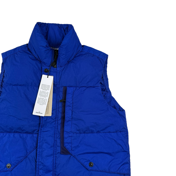 Stone Island 2023 Blue Crinkle Reps R-NY Down Gilet - Small