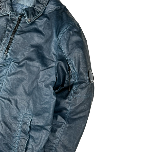 CP Company Blue Nyber Long Garment Dyed Jacket - Large