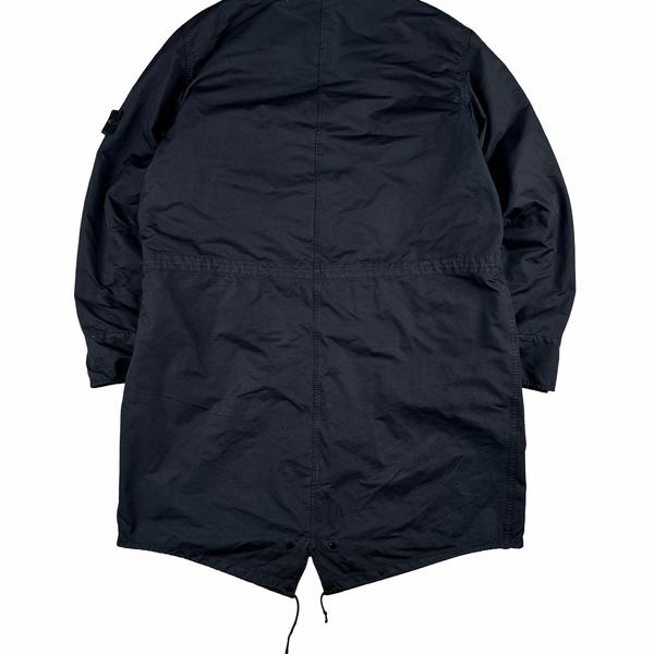 Stone Island 2007 Navy David TC Dutch Liner Spellout Hood Long Parka Jacket - XXL