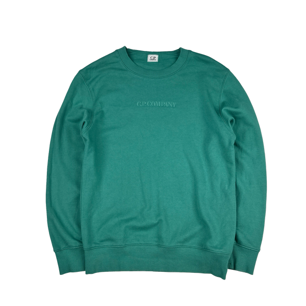 CP Company Teal Spellout Crewneck Sweatshirt - Small