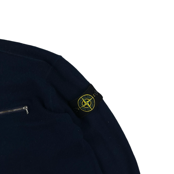 Stone Island Vintage 2002 Navy Wool Blend Quarter Zip Jumper - Large
