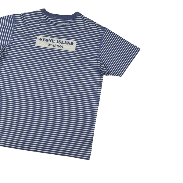 Stone Island 2019 Blue Striped Marina T Shirt - Large