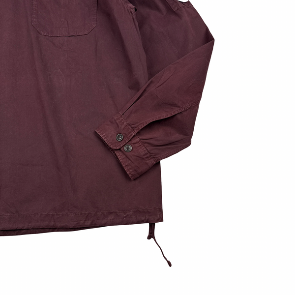 CP Company Burgundy Cargo Pocket Pullover Cotton Smock Jacket - Large
