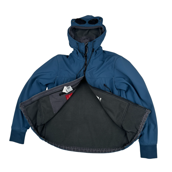 CP Company Blue Fleece Lined Soft Shell Goggle Jacket - Medium