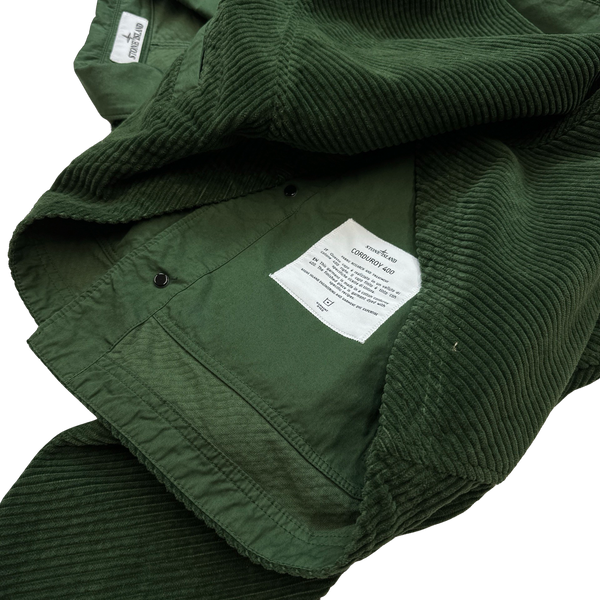 Stone Island 2023 Emerald Green Corduroy 400 Cotton Lined Jacket - Medium