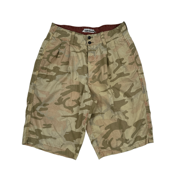 Stone Island 1990s Beige Ice Camo Shorts - 28"