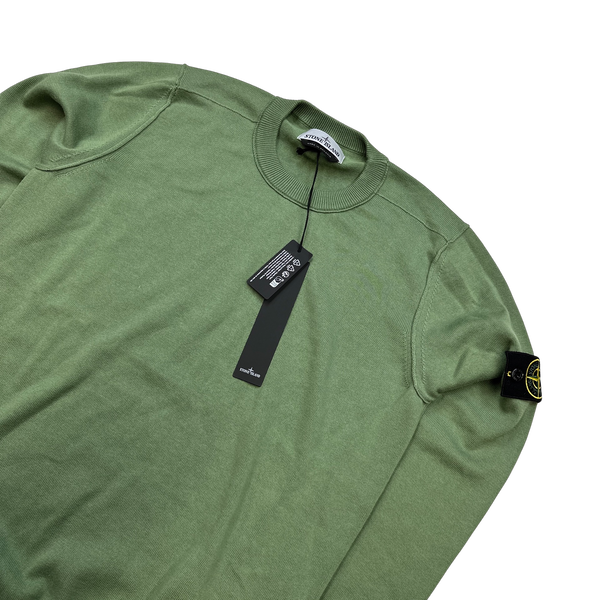 Stone Island 2023 Green Knitted Crewneck - Small