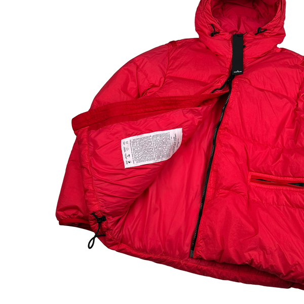 Stone Island 2022 Red Crinkle R-NY Down Puffer Jacket - Medium