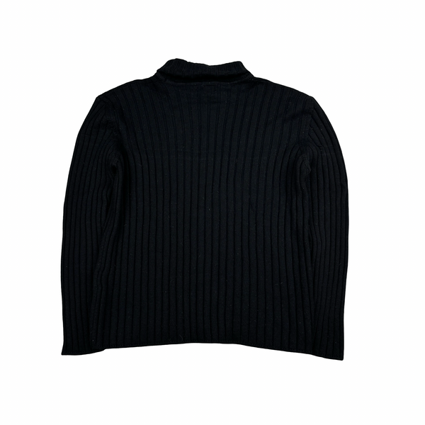 CP Company 1995 Lana Wool Black Ribbed Knitted Jumper - Small