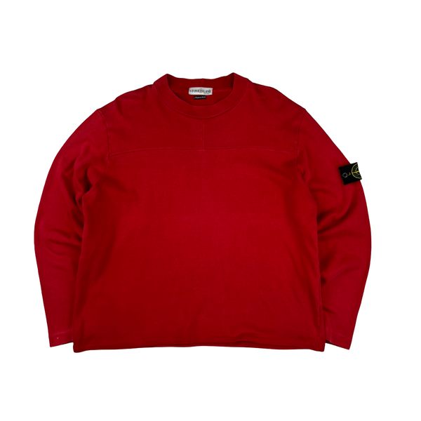 Stone Island 2000 Boxy Fit Red Pullover Crewneck Jumper - Large