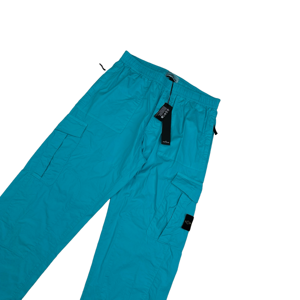 Stone Island 2023 Blue Regular Fit Stretch Cotton Tela Cargo Trousers - 33"