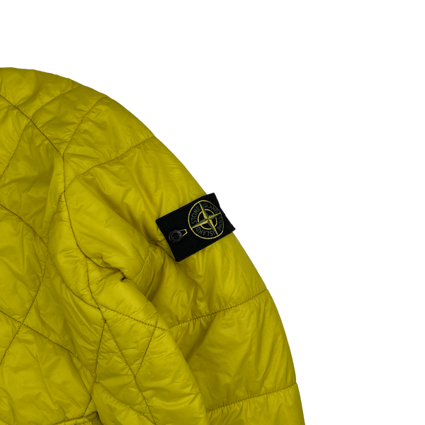 Stone Island 2019 Yellow Garment Dyed Quilted Micro Yarn Bomber Jacket - Small