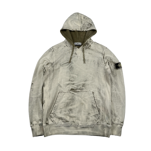 Stone Island 2017 Khaki Hand Corrosion Pullover Hoodie - Large