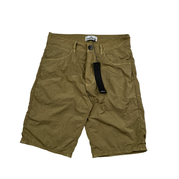 Stone Island 2020 Gold Nylon Metal Patch Shorts - 28"