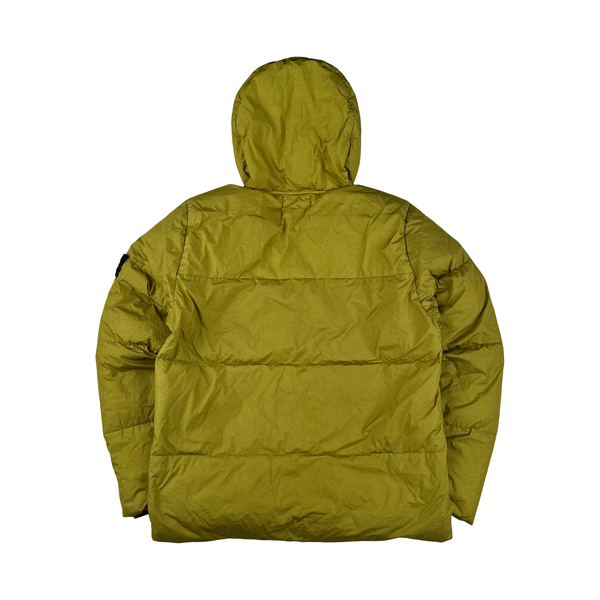 Stone Island 2021 Mustard Yellow Crinkle NY Down Puffer Jacket - Medium