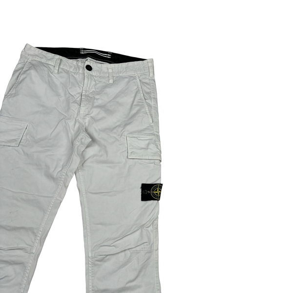 Stone Island 2022 White Skinny Cotton Cargo Trousers - 30"