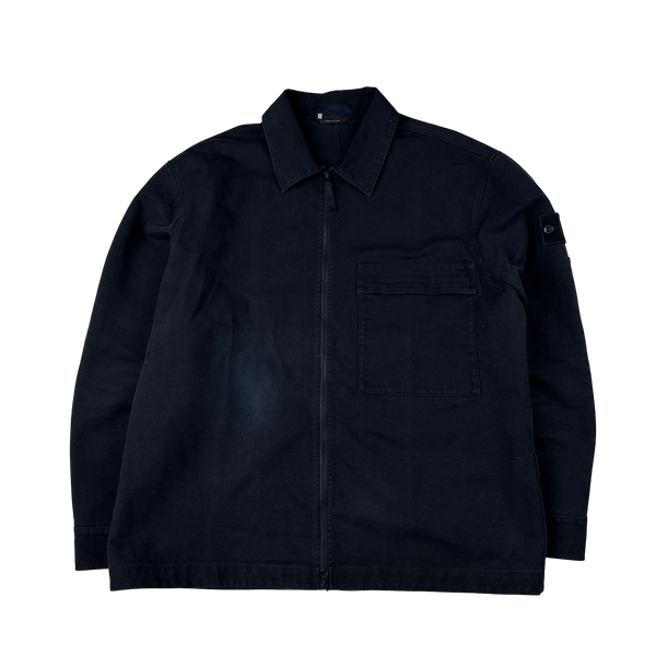 Stone Island 2023 Navy Cotton Ghost Zipped Overshirt - XXL