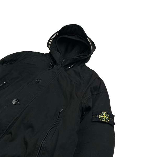 Stone Island 2006 Black Raso Gommato Wool Dutch Rope Jacket - XXL