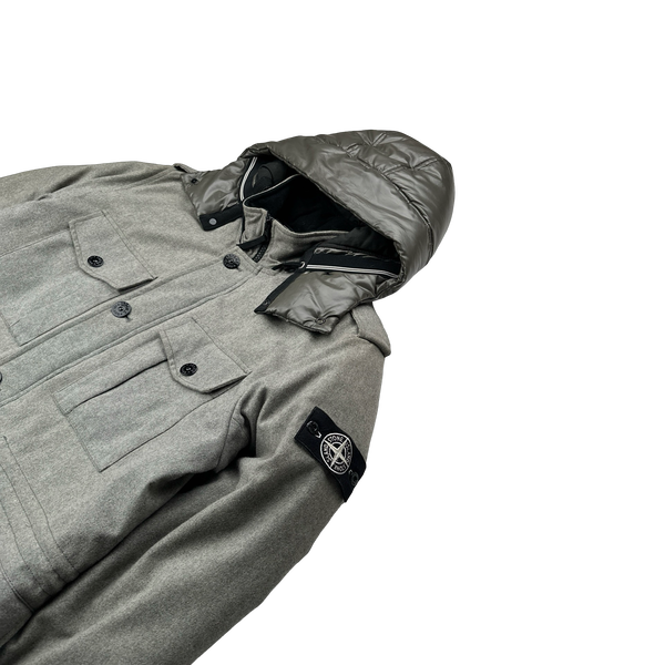 Stone Island 2014 Grey Ice Wool Blend Down Jacket - XL