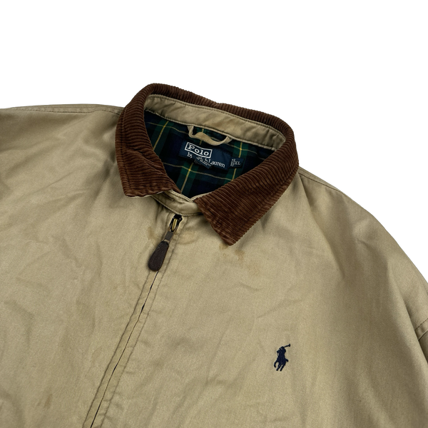 Ralph Lauren Vintage Flannel Lined Beige Harrington Jacket - XL