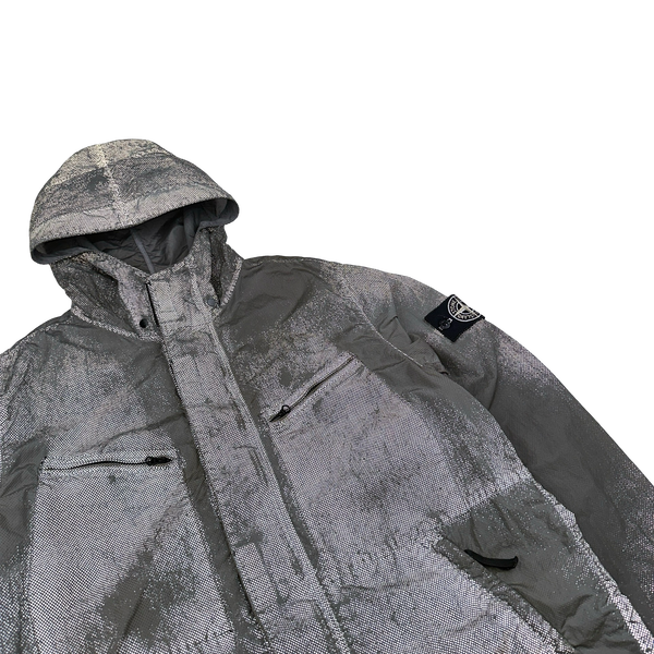 Stone Island 2016 Grey Pixel Reflective Hooded Jacket - Medium