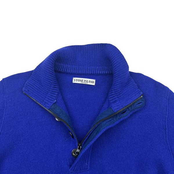 Stone Island Royal Blue Wool High Neck Jumper - XL