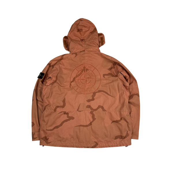 Stone Island Supreme 2019 Orange Brushed Cotton Camo Riot Mask Jacket - Medium
