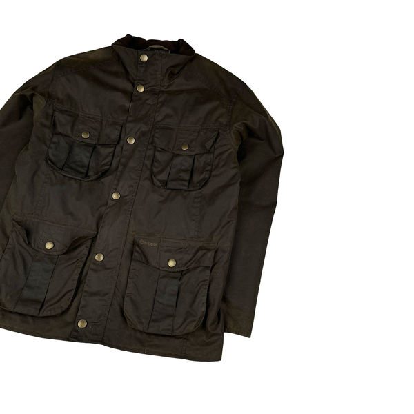 Barbour Corbridge Brown Cotton Flannel Lined Wax Field Jacket - Small