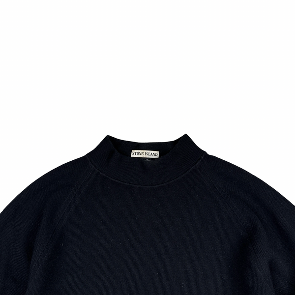Stone Island Vintage Green Edge 1998 Black Wool Blend Mock Neck Jumper - XL