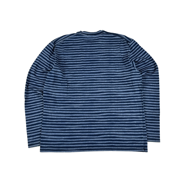Stone Island Vintage 2003 Cotton Blue Stripped Longsleeve T Shirt - XXL
