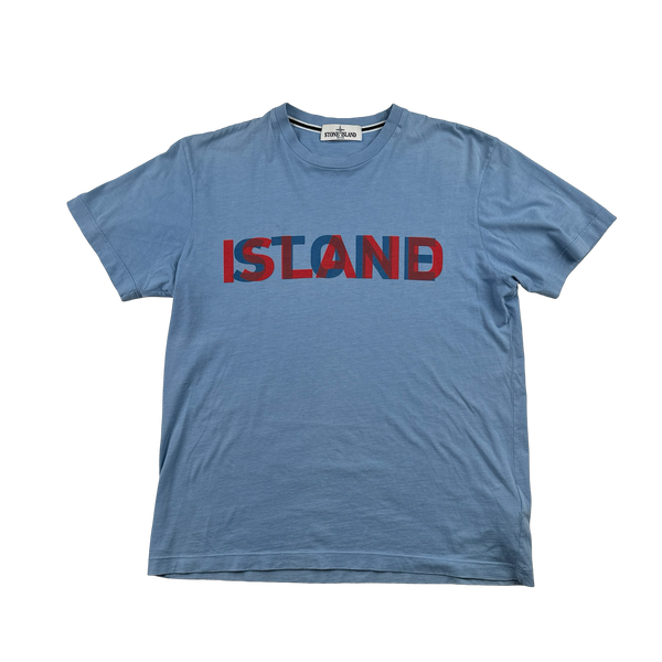 Stone Island 2013 Blue Cotton Spellout Graphic T Shirt - Large