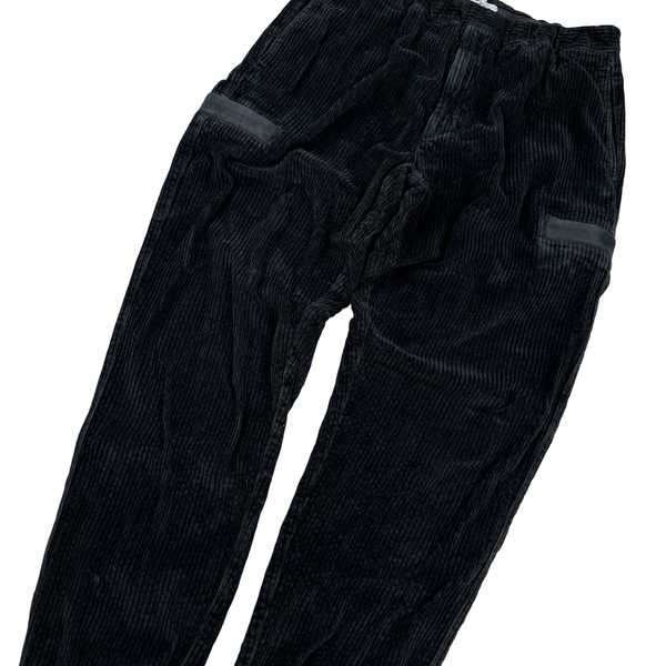 Stone Island Black Regular Fit Corduroy Multi Pocket Trousers - Large