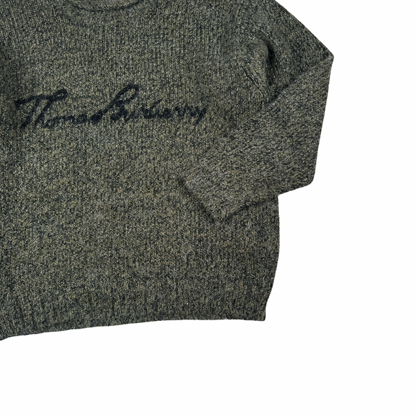 Burberry Green Knitted Spellout Jumper - XL