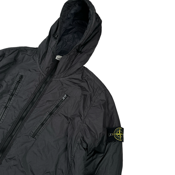 Stone Island 2022 Black Crinkle R-NY Garment Dyed Jacket