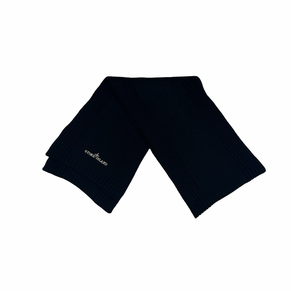 Stone Island Black Ribbed Spellout Scarf