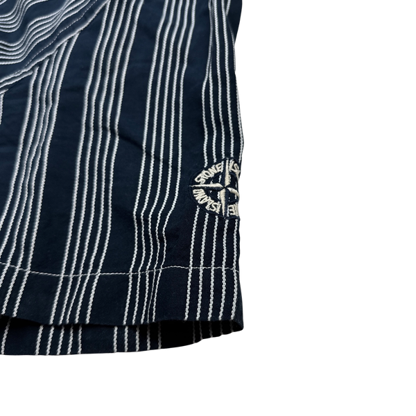 Stone Island 2010 Striped Linen Embroidered Shirt - XXL
