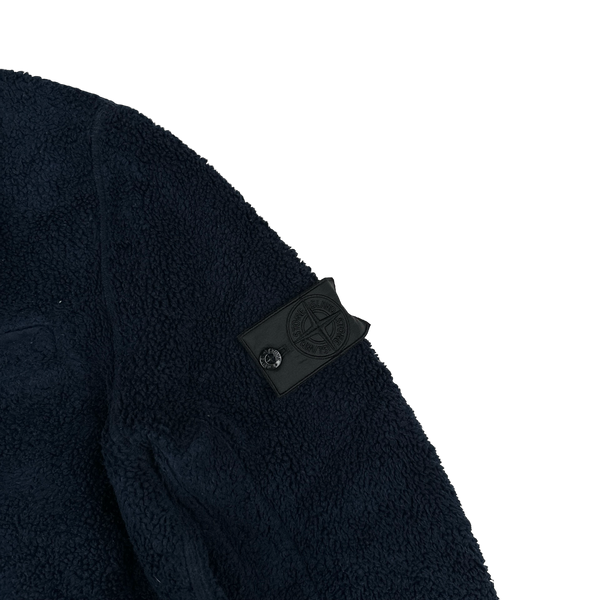 Stone Island Shadow Project Navy Teddy Fleece Zipped Blazer - Medium