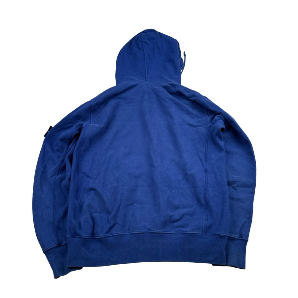 Stone Island Blue Cotton Zipped Hoodie - Large