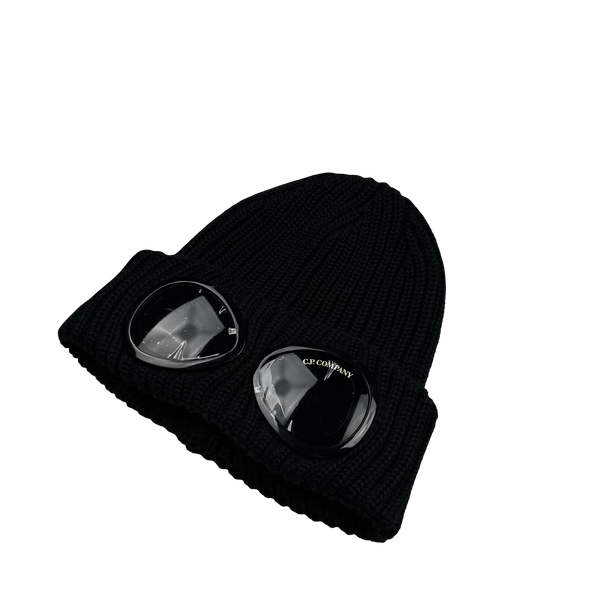 CP Company Black Merino Wool Goggle Beanie
