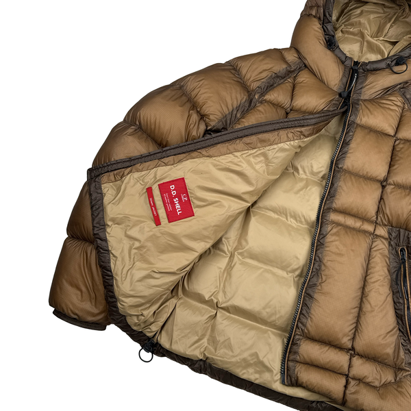 CP Company Brown Down Filled DD Shell Goggle Puffer Jacket - Large