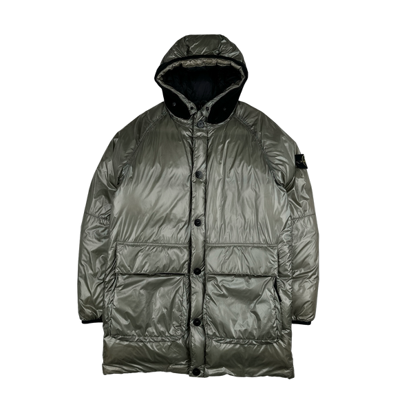 Stone Island Grey Pertex Quantum Y Down Puffer Jacket - Medium