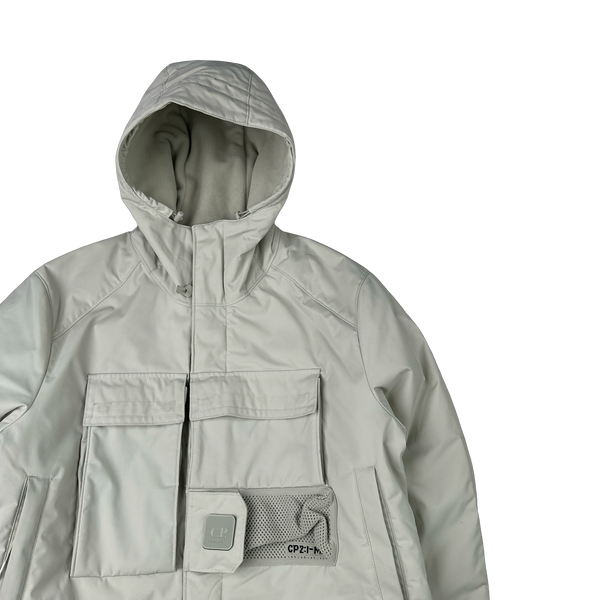 CP Company Cream Fleece Lined Heavyweight Dynatec Metropolis Jacket - Large