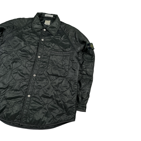 Stone Island 1999 Vintage Khaki Buttoned Quilted Jacket - Large